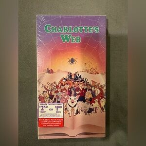 Charlotte's Web Vintage VHS Cover — Purple, Pink, Orange